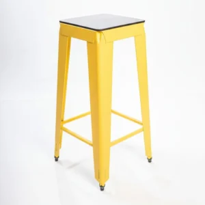 Butaco alto metálico industrial para barra con asiento en madera 66 cm | SUPER STAR