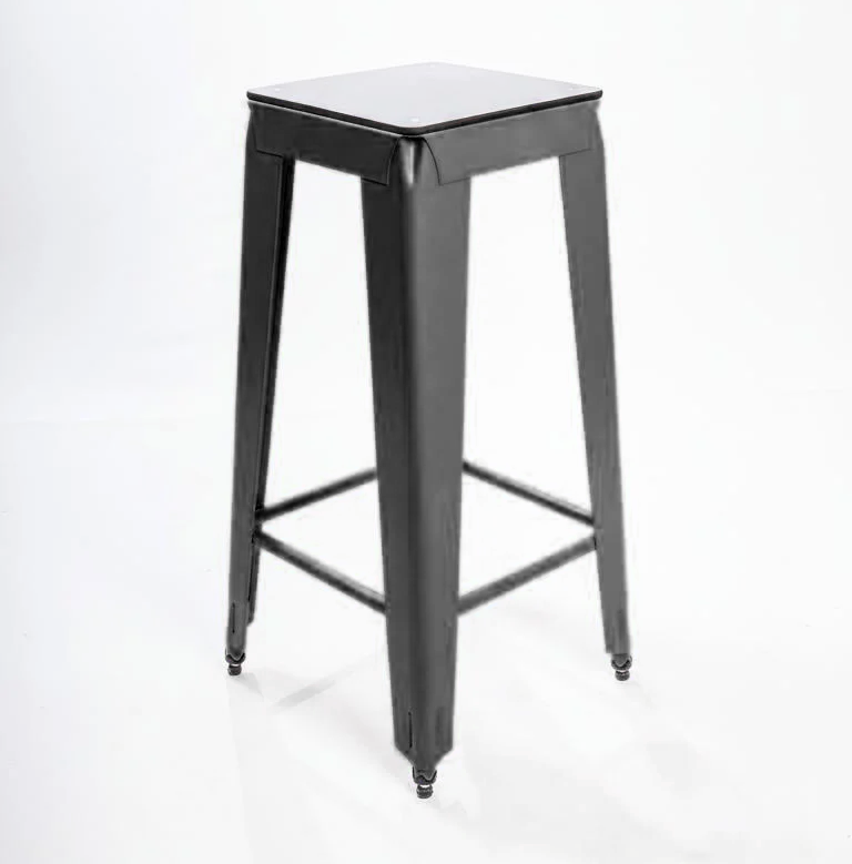 Butaco alto metálico industrial para barra con asiento en madera 66 cm | SUPER STAR - Imagen 3