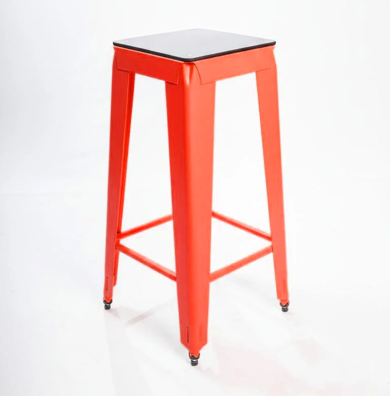 Butaco alto metálico industrial para barra con asiento en madera 66 cm | SUPER STAR - Imagen 2